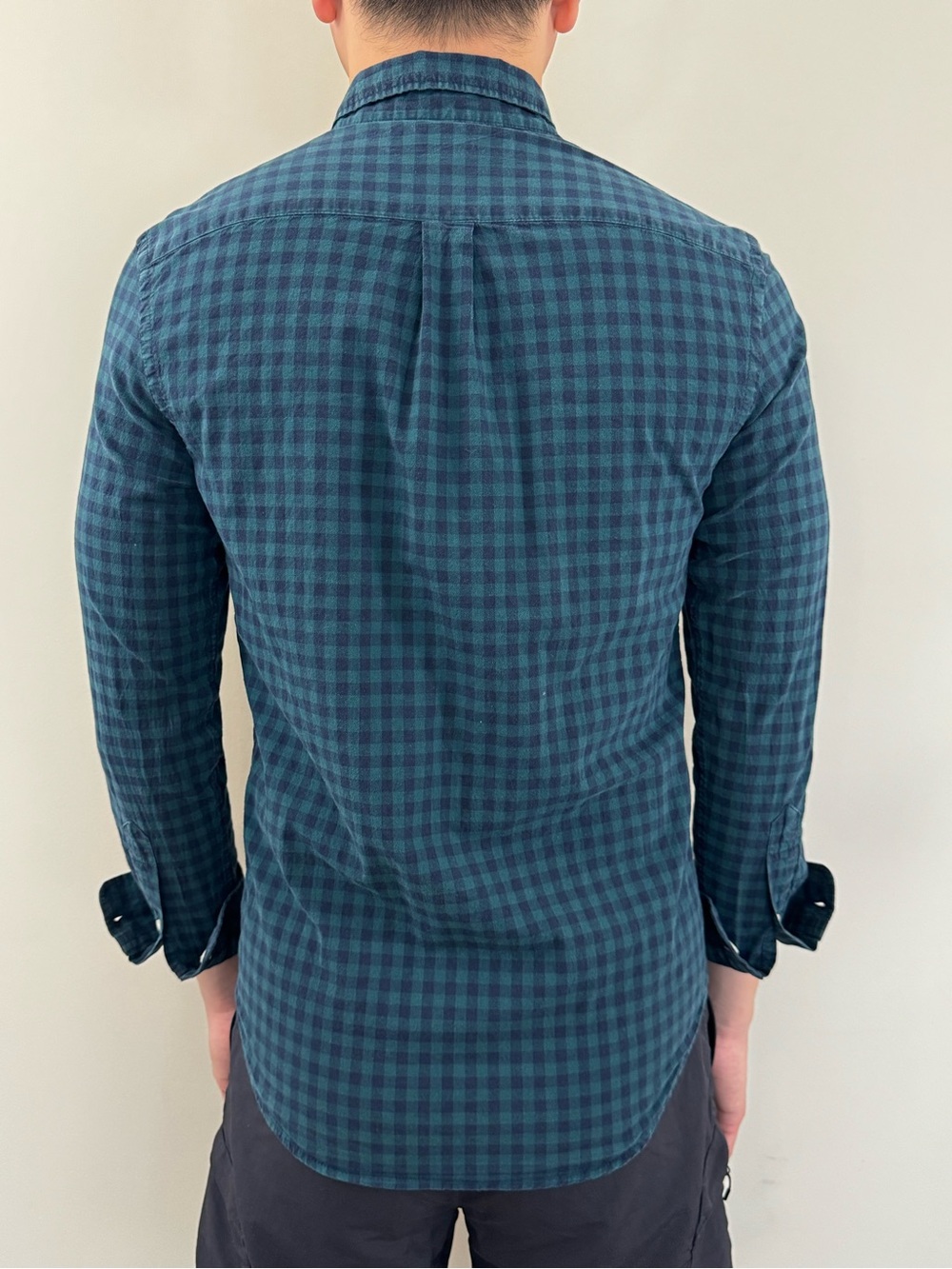 Old Navy Teal and Dark Green Plaid Button-Down Shirt